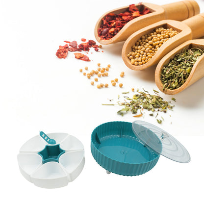 5811 360° Revolving Spice Box & Dry Fruit Box Plastic 7 Compartment Box Suitable For Multipurpose Storage Use like Dry Fruit , Spices , Pickle , Tea , & Sugar Etc, Kitchen Use