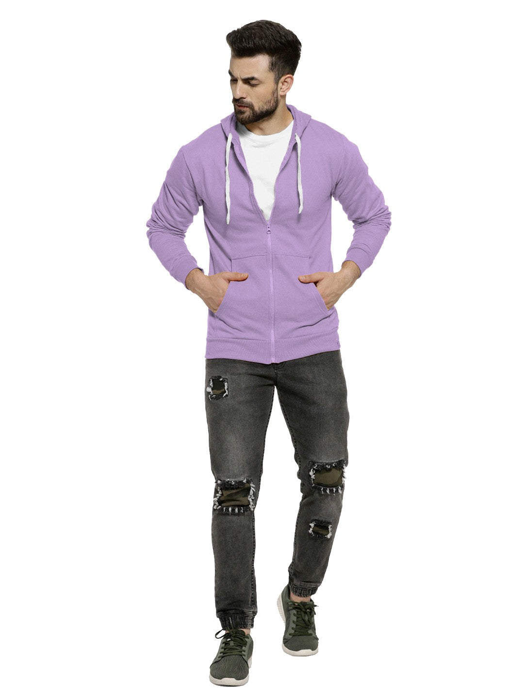 Purple Colour Premium Zip Hoodie For Men