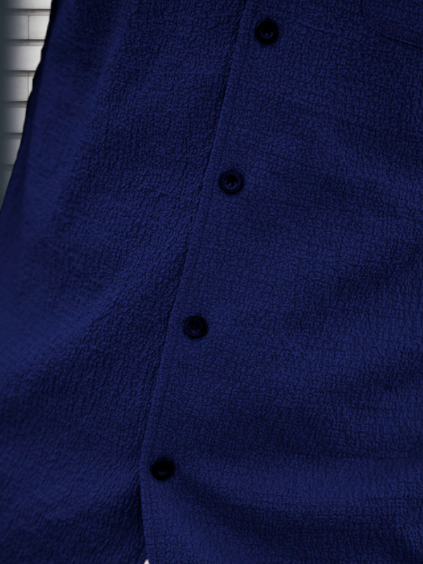 Dark Blue Colour Men's Casual Wear Cotton Structured Shirt
