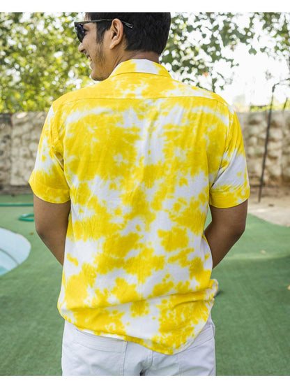 Yellow Color Casual Wear Printed Shirt For Men