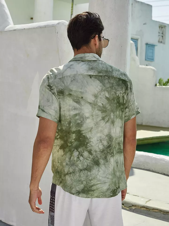 Green Printed Dye Casual Wear Shirt For Men