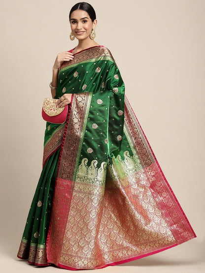 Saree With Unstitched Brocade Blouse