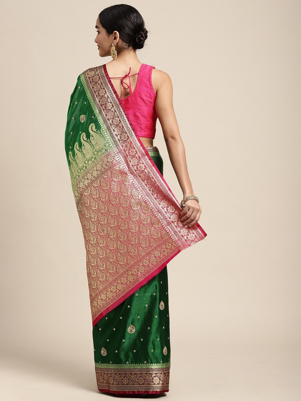 Saree With Unstitched Brocade Blouse