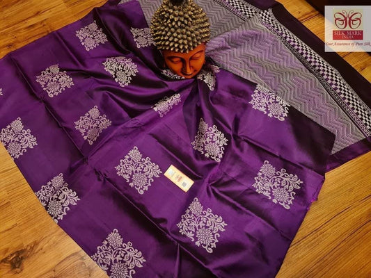 Designer Purple Soft Lichi Silk Saree